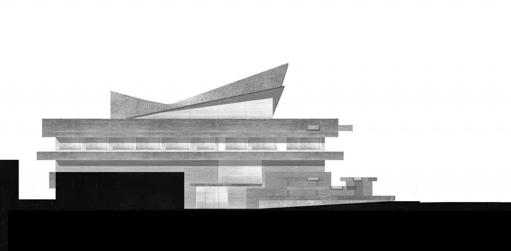 Plano y sección del Centro Oceanográfico de A Coruña, rehabilitado por SEA Arquitectos.