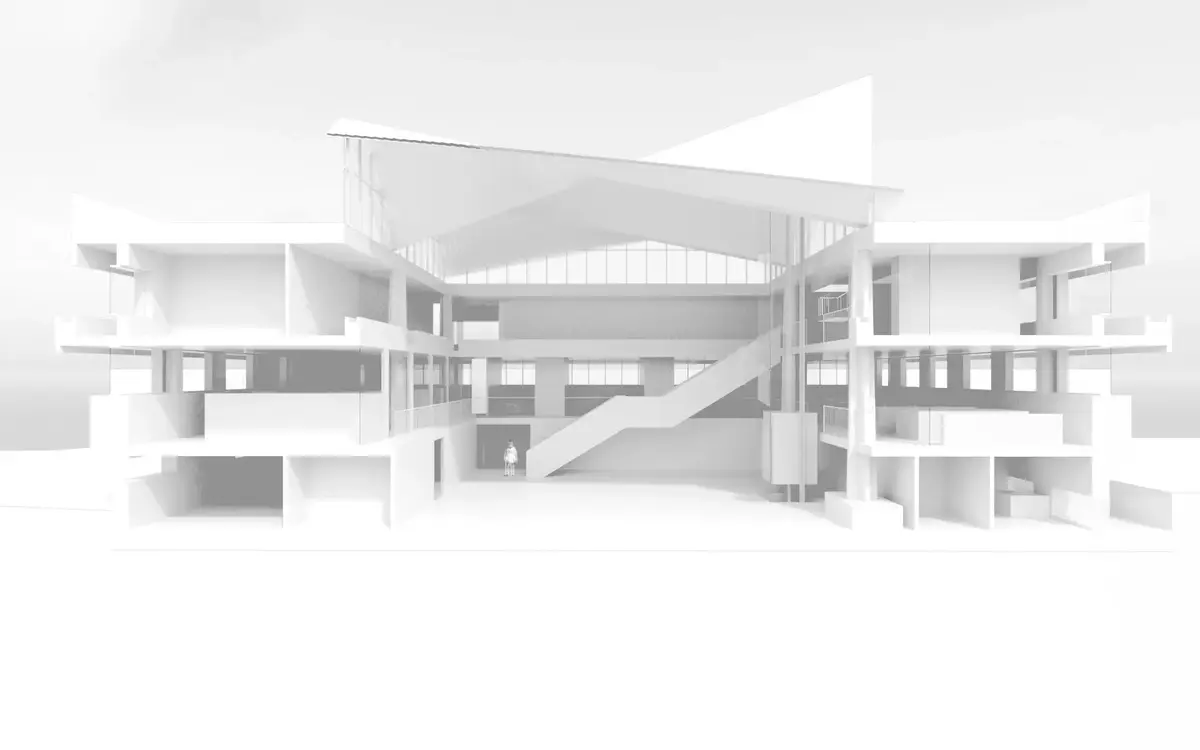 Detalle de proyecto del Centro Oceanográfico de A Coruña, con espacios flexibles para investigación.