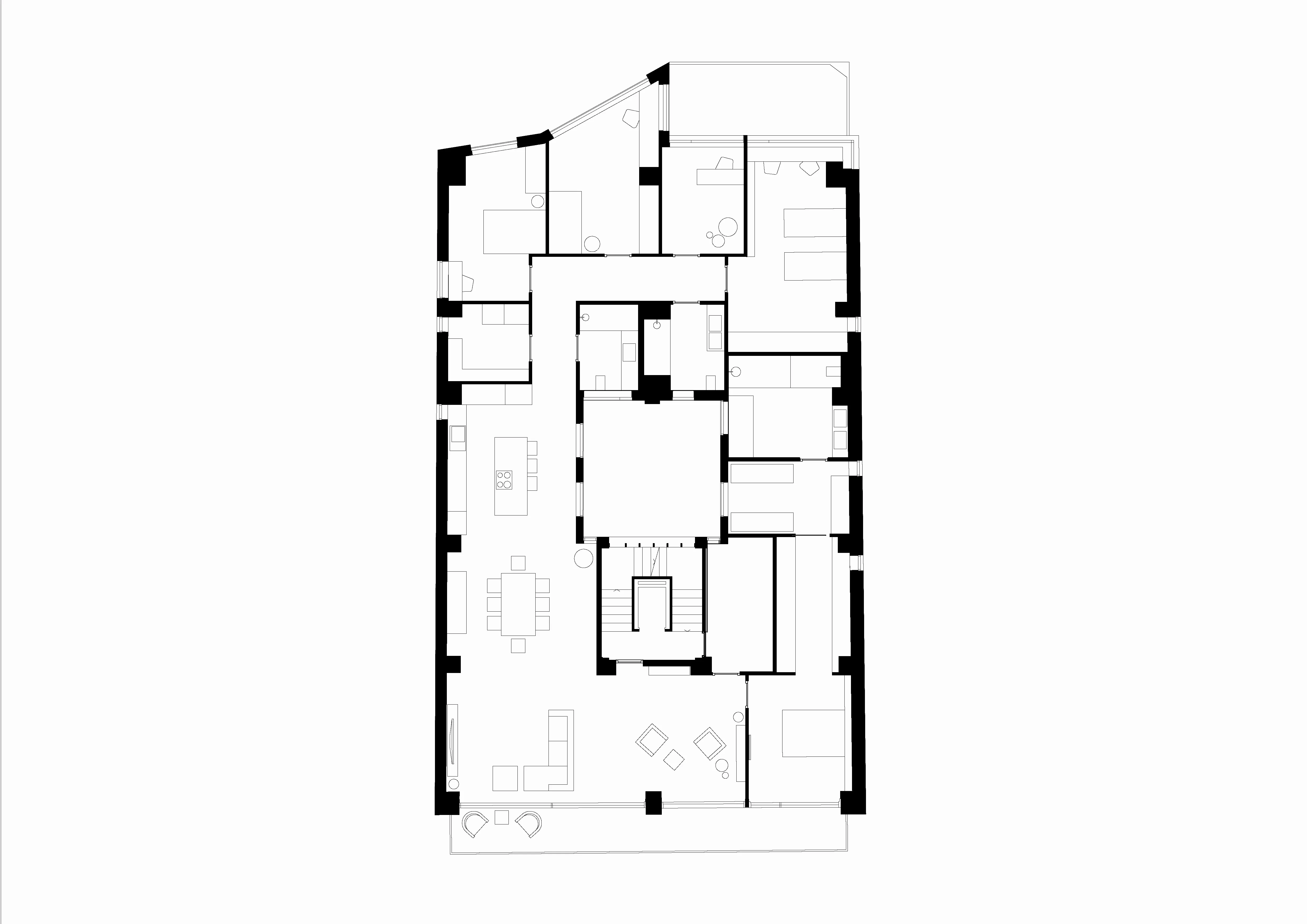 Plano de planta de rehabilitación en Ferrol. Vivienda unifamiliar. Diseño por SEA Arquitectos.