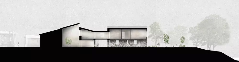 Plano de sección del proyecto residencial sostenible, diseñado por SEA arquitectos.